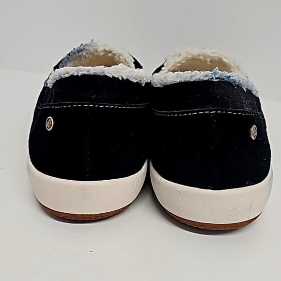 Spenco Fiesta Black White Fur Lined Slipper/Shoes Orthopedic Wm Size 9B - Defect - Picture 4 of 12